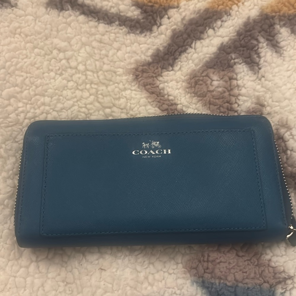 Dark teal Coach zipper wallet